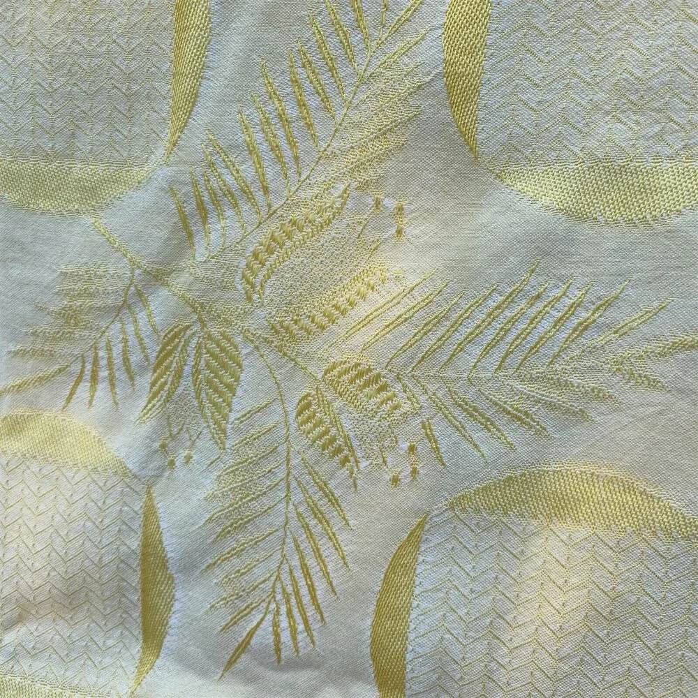 Vintage Bates Coverlet Bedspread Tapestry Yellow Gold Floral Large